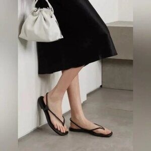 Vince Deana Leather Slingback Thong Strappy Sandals Black Size 8.5